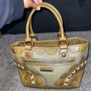 Isabella Fiore X's and O's Olive Green Shoulder Bag